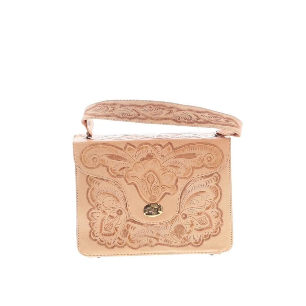 Vintage tooled leather shoulder bag